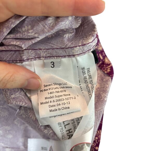 Seven Purple Floral Baby Sling Size 3 Infants and Toddlers - Picture 3 of 6